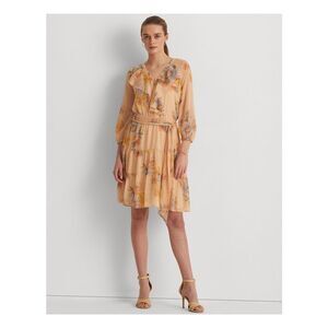 SR Womens Orange Belted Button Half-placket Lined Raglan Sleeve Dress 12